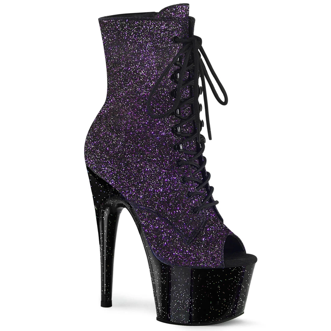 Pleaser Direct Larger Size Shoes Adore 1021MG Purple Sparkly Platform Peep Toe Ankle Boots 1 Pleaser Direct Larger Size Shoes Adore 1021MG Purple Sparkly Platform Peep Toe Ankle Boots