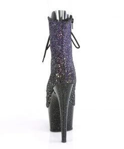 Pleaser Direct Larger Size Shoes Adore 1021OMBG Purple Glitter Peep Toe Ankle Boots