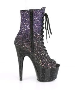 Pleaser Direct Larger Size Shoes Adore 1021OMBG Purple Glitter Peep Toe Ankle Boots
