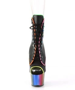Pleaser Direct Larger Size Shoes Adore 1021RC-02 Rainbow & Black Matte Ankle Boots