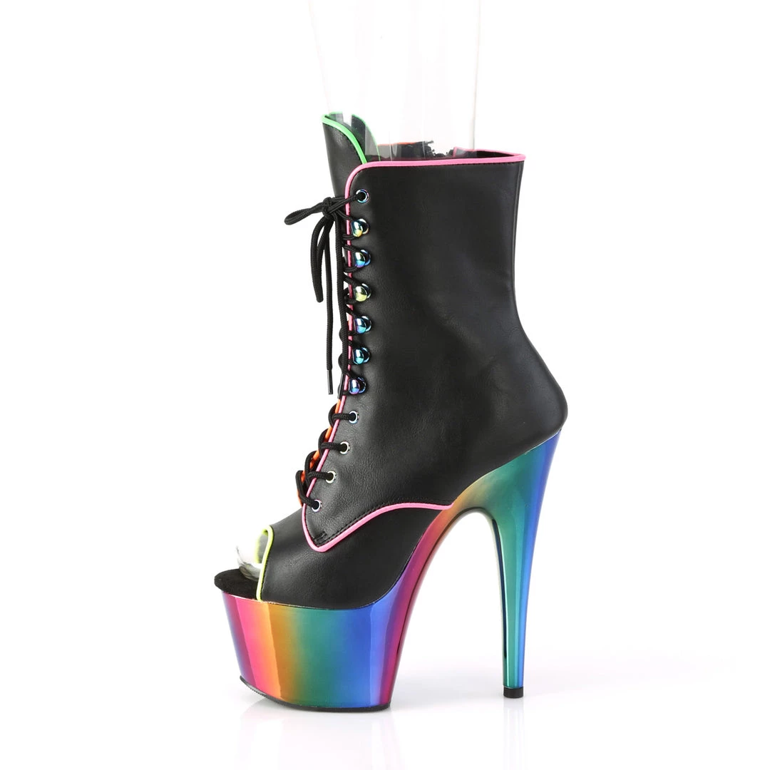 Pleaser Direct Larger Size Shoes Adore 1021RC-02 Rainbow & Black Matte Ankle Boots 3 Pleaser Direct Larger Size Shoes Adore 1021RC-02 Rainbow & Black Matte Ankle Boots