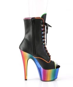 Pleaser Direct Larger Size Shoes Adore 1021RC-02 Rainbow & Black Matte Ankle Boots 9 Pleaser Direct Larger Size Shoes Adore 1021RC-02 Rainbow & Black Matte Ankle Boots