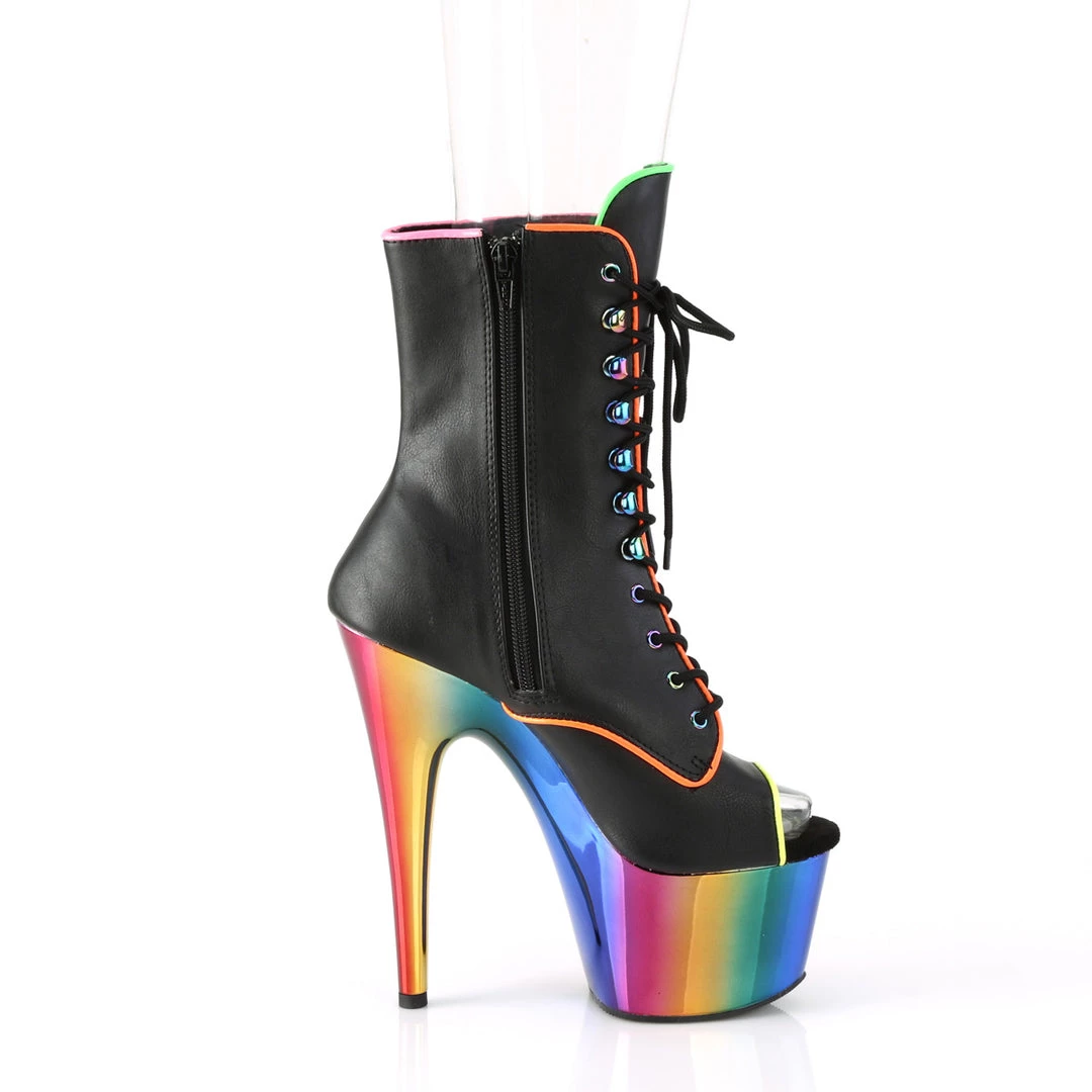 Pleaser Direct Larger Size Shoes Adore 1021RC-02 Rainbow & Black Matte Ankle Boots 5 Pleaser Direct Larger Size Shoes Adore 1021RC-02 Rainbow & Black Matte Ankle Boots