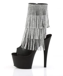 Pleaser Direct Adore 1024RFS Black Faux Leather Rhinestone Boots Glitter Shoes