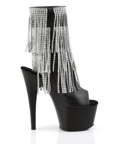 Pleaser Direct Adore 1024RFS Black Faux Leather Rhinestone Boots Glitter Shoes