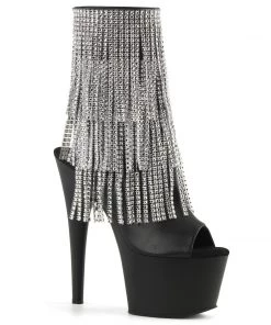 Pleaser Direct Adore 1024RFS Black Faux Leather Rhinestone Boots Glitter Shoes