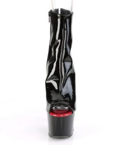 Pleaser Direct Adore 1025 Black And Red Peep Toe Ankle Boots Platform Shoes