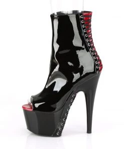 Pleaser Direct Adore 1025 Black And Red Peep Toe Ankle Boots Platform Shoes 7 Pleaser Direct Adore 1025 Black And Red Peep Toe Ankle Boots Platform Shoes