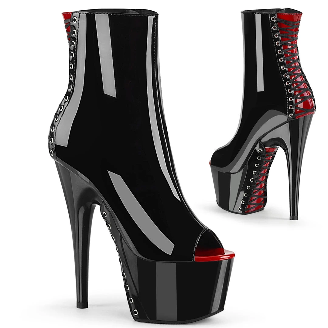 Pleaser Direct Adore 1025 Black And Red Peep Toe Ankle Boots Platform Shoes 1 Pleaser Direct Adore 1025 Black And Red Peep Toe Ankle Boots Platform Shoes