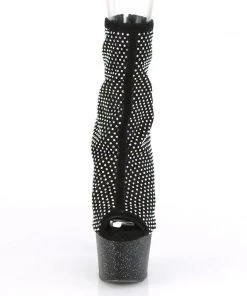 Pleaser Direct Larger Size Shoes Adore 1031GM Black Rhinestone Ankle Boots