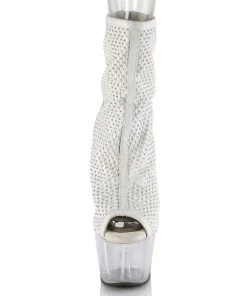 Pleaser Direct Adore 1031GM White Mesh Ankle Boots