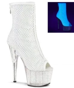 Pleaser Direct Adore 1031GM White Mesh Ankle Boots