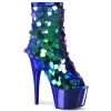 Pleaser Direct Larger Size Shoes Adore 1031SQ Green & Royal Blue Sequin Ankle Boots