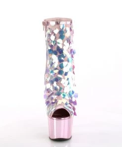 Pleaser Direct Larger Size Shoes Adore 1031SQ Opal & Pink Sequin Ankle Boots