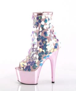 Pleaser Direct Larger Size Shoes Adore 1031SQ Opal & Pink Sequin Ankle Boots