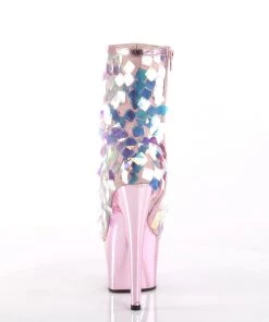 Pleaser Direct Larger Size Shoes Adore 1031SQ Opal & Pink Sequin Ankle Boots
