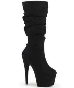 Pleaser Direct Adore 1061 Black Suede Mid Calf Slouch Boots Larger Size Shoes