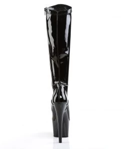 Pleaser Direct Adore 2000 Black Patent Knee High Boots Larger Size Shoes