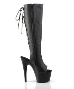 Pleaser Direct Adore 2018 Black Faux Leather Peep Toe Boots Larger Size Shoes