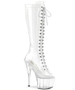 Pleaser Direct Adore 2021C Clear Calf High Boots Larger Size Shoes