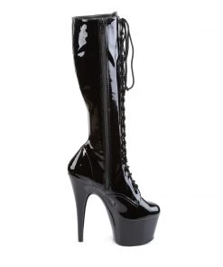 Pleaser Direct Adore 2023 Black Patent Vegan Knee High Boots Larger Size Shoes