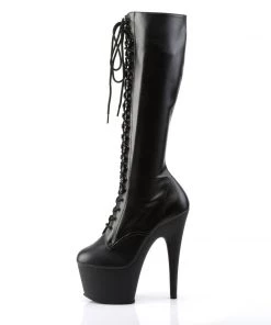 Pleaser Direct Adore 2023 Black Faux Leather Vegan Knee High Boots