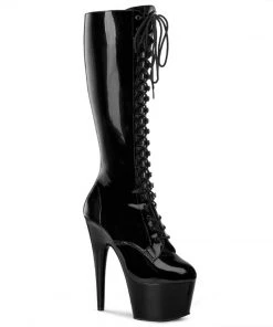Pleaser Direct Adore 2023 Black Patent Vegan Knee High Boots Larger Size Shoes