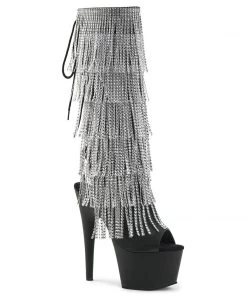 Pleaser Direct Platform Shoes Adore 2024RSF Black Faux Leather Platform Ankle Boot