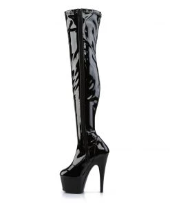 Pleaser Direct Adore 3000 Black Patent Thigh High Platform Boots 7 Pleaser Direct Adore 3000 Black Patent Thigh High Platform Boots