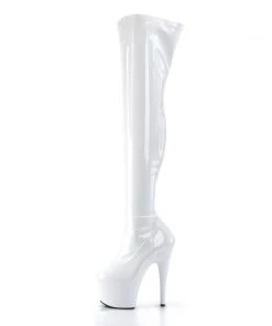 Pleaser Direct Larger Size Shoes Adore 3000 White Patent Thigh High Platform Boots
