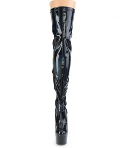 Pleaser Direct Larger Size Shoes Adore 3000HWR Black Patent Thigh High Platform Boots