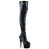 Pleaser Direct Larger Size Shoes Adore 3000HWR Black Patent Thigh High Platform Boots