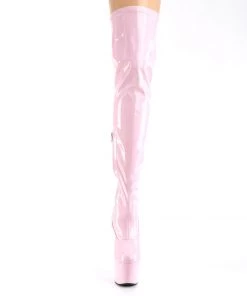 Pleaser Direct Adore 3000HWR Baby Pink Patent Thigh High Platform Boots
