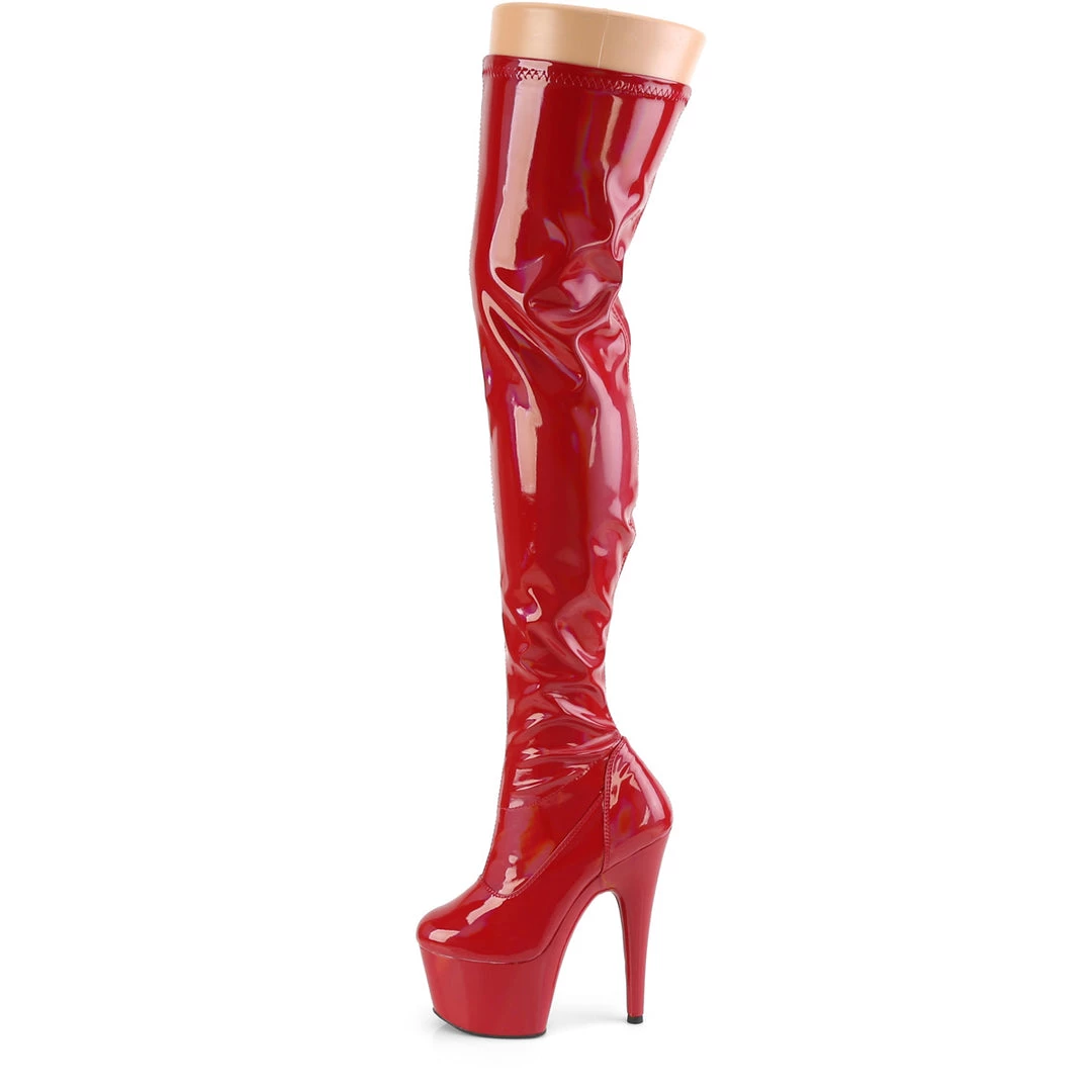 Pleaser Direct Larger Size Shoes Adore 3000HWR Red Patent Thigh High Platform Boots 3 Pleaser Direct Larger Size Shoes Adore 3000HWR Red Patent Thigh High Platform Boots