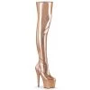 Pleaser Direct Adore 3000HWR Gold Patent Thigh High Platform Boots Larger Size Shoes