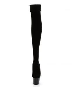 Pleaser Direct Larger Size Shoes Adore 3002 Black Velvet Thigh High Platform Boots
