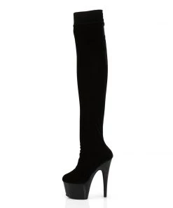 Pleaser Direct Larger Size Shoes Adore 3002 Black Velvet Thigh High Platform Boots