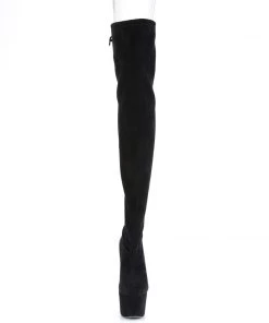 Pleaser Direct Adore 3008 Black Faux Suede Thigh High Boots Larger Size Shoes