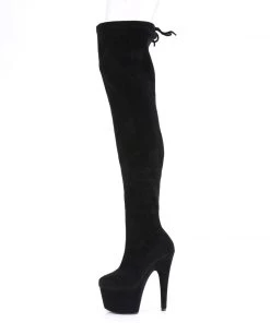 Pleaser Direct Adore 3008 Black Faux Suede Thigh High Boots Larger Size Shoes