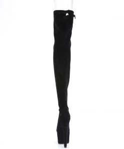 Pleaser Direct Adore 3008 Black Faux Suede Thigh High Boots Larger Size Shoes
