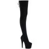 Pleaser Direct Adore 3008 Black Faux Suede Thigh High Boots Larger Size Shoes