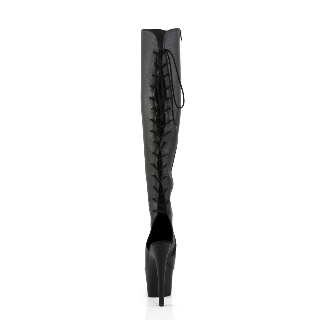 Pleaser Direct Larger Size Shoes Adore 3019 Black Faux Leather Thigh High Boots 4 Pleaser Direct Larger Size Shoes Adore 3019 Black Faux Leather Thigh High Boots
