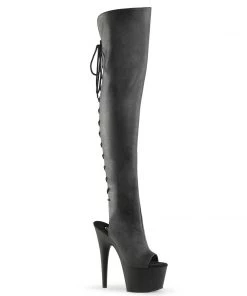 Pleaser Direct Larger Size Shoes Adore 3019 Black Faux Leather Thigh High Boots