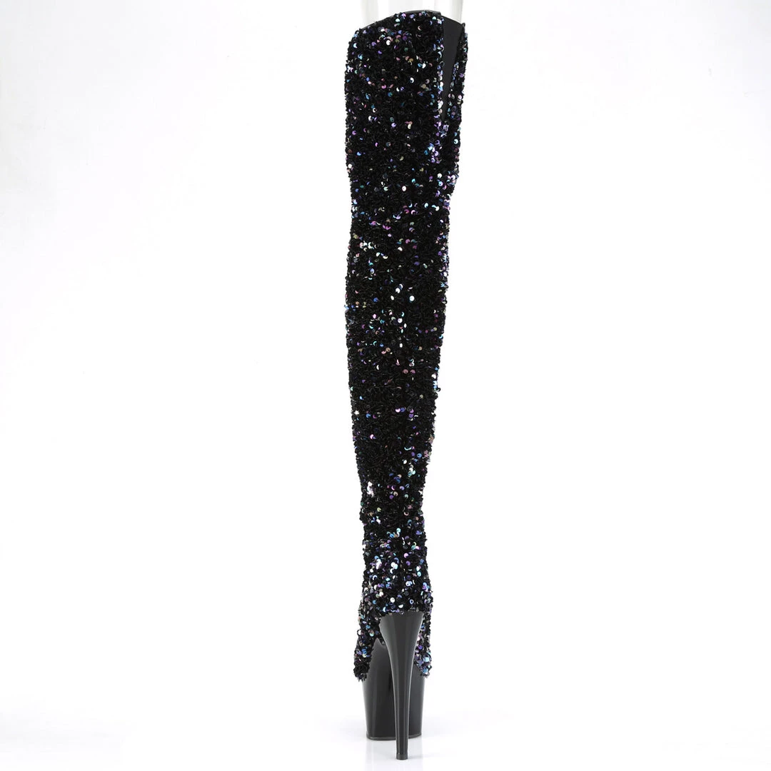 Pleaser Direct Larger Size Shoes Adore 3020 Black Glitter Thigh High Boots 4 Pleaser Direct Larger Size Shoes Adore 3020 Black Glitter Thigh High Boots