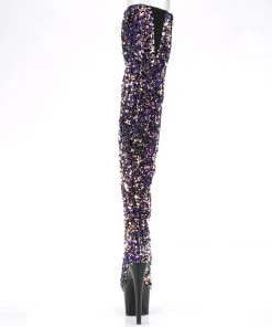 Pleaser Direct Adore 3020 Purple Glitter Thigh High Boots Larger Size Shoes