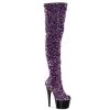 Pleaser Direct Adore 3020 Purple Glitter Thigh High Boots Larger Size Shoes