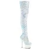 Pleaser Direct Adore 3020 White Glitter Thigh High Boots