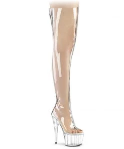 Pleaser Direct Adore 3021 Clear Thigh High Boots