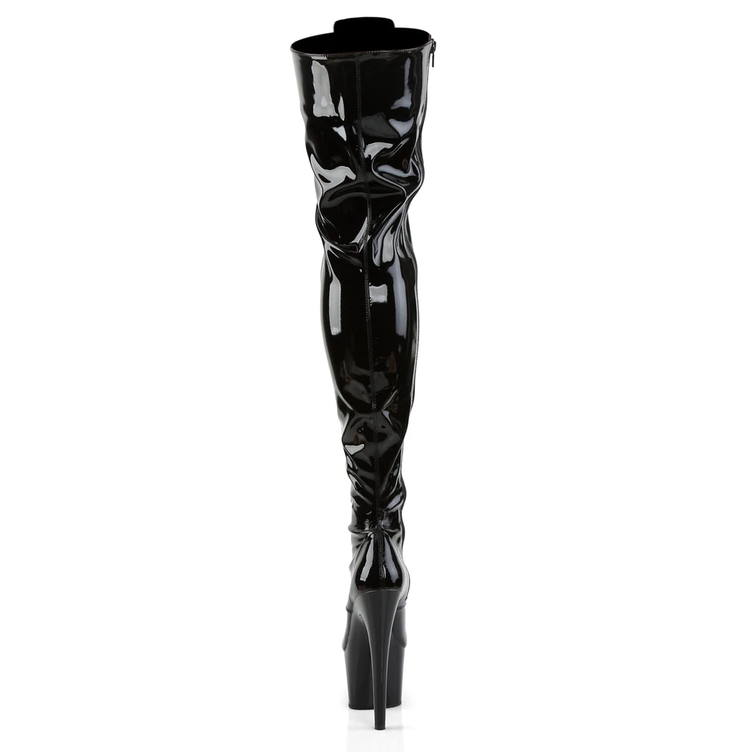 Pleaser Direct Adore 3023 Black Patent Lace Up Thigh High Boots 4 Pleaser Direct Adore 3023 Black Patent Lace Up Thigh High Boots
