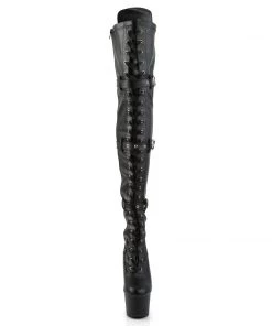 Pleaser Direct Larger Size Shoes Adore 3028 Black Faux Leather Thigh High Boots